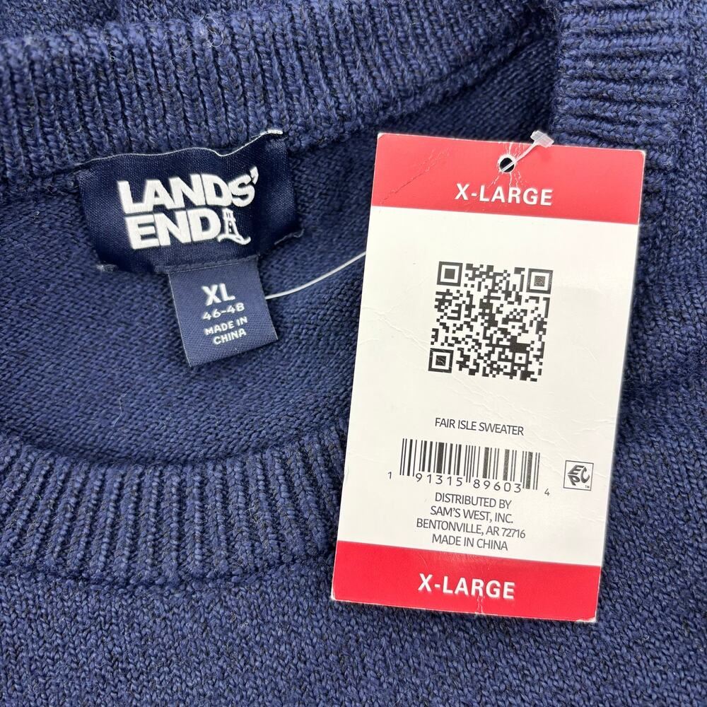 Lands End Men's Size XL Sweater Navy Blue Bear Christmas Tree - Picture 12 of 16